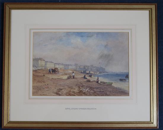 Attributed to Samuel Prout Hove looking towards Brighton with The Chain Pier in the distance 9 x 13.5in.